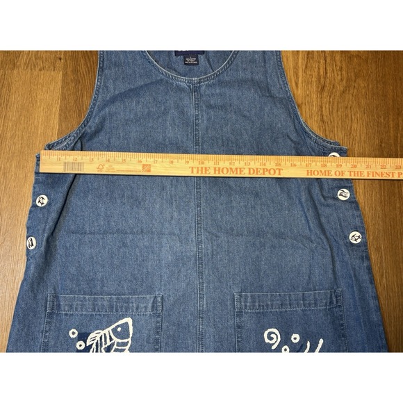 Blue J Women's Large Denim Travel Casual Midi Dress Vacation Tropical Summer - Picture 7 of 7